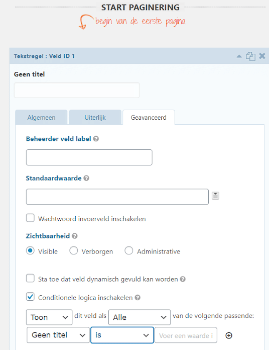Conditionele logica instellen Gravity Forms