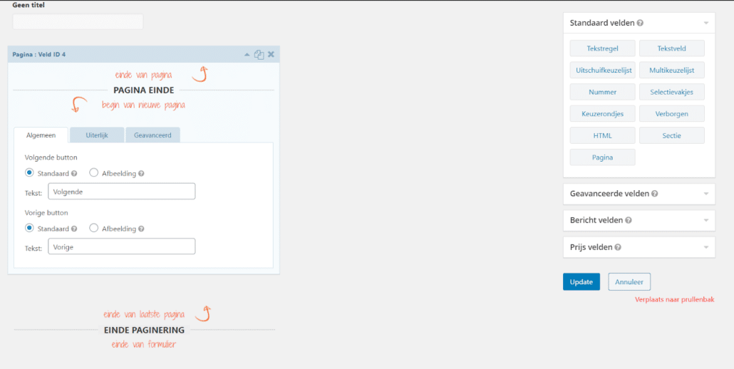 Meerdere pagina's maken Gravity Forms