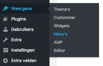 WordPress -> Weergave -. menu's